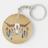 水彩西スカル羽付き キーホルダー (裏面)