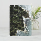 水彩西素朴海岸結婚の 招待状 (スタンド正面)