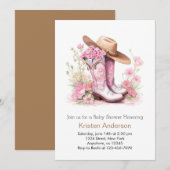 水彩西部ワイルドアドベンチャーカウガールベビーシャワー 招待状 (正面/裏面)