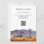 水彩西部山岳牧場QRコードウェディング 招待状 (裏面)