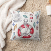 水彩要航海の素の赤ストライプ色 クッション (ブランケット)