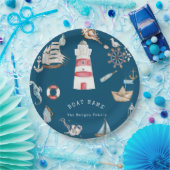 水彩要航海の素（青） ペーパープレート (パーティー)