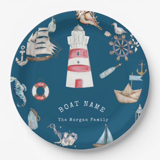 水彩要航海の素（青） ペーパープレート (正面)