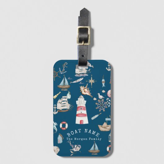 水彩要航海の素（青） ラゲッジタグ (正面縦)