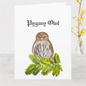 水彩見た白い可愛いカワイフクロウ カード (黄色い花)