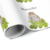 水彩見た白い可愛いカワイフクロウ ラッピングペーパー (ロールコーナー)