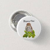 水彩見た白い可愛いカワイフクロウ 缶バッジ (正面&裏面)