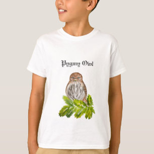 水彩見て白い可愛い小さなフクロカード Tシャツ