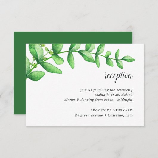 水彩観葉式レセプションカード 招待状 (正面/裏面)