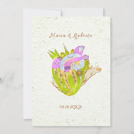 水彩解剖学的ハートメキシ結婚コの 招待状 (裏面)