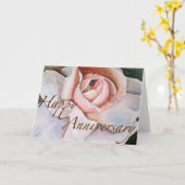 水彩記念カードにソフトピンクのローズ カード (黄色い花)