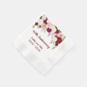 水彩記念日フラワードロップバラブルゴーニュ 縁ありカクテルナプキン (角)