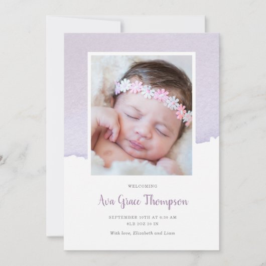 水彩誕生のお知らせ 案内状 (正面)