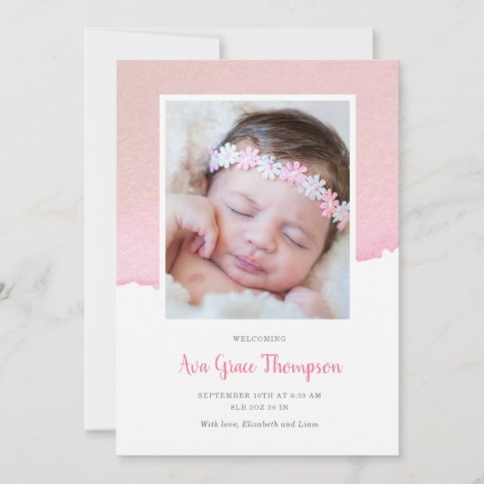 水彩誕生のお知らせ 案内状 (正面)