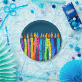 水彩誕生日のキャンドル ペーパープレート (パーティー)