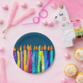 水彩誕生日のキャンドル ペーパープレート (パーティー)
