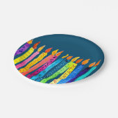 水彩誕生日のキャンドル ペーパープレート (アングル)