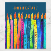 水彩誕生日のキャンドル ワインラベル (シングルラベル)