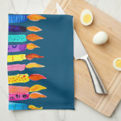 水彩誕生日キャンドルカラフル キッチンタオル (四つ折り)