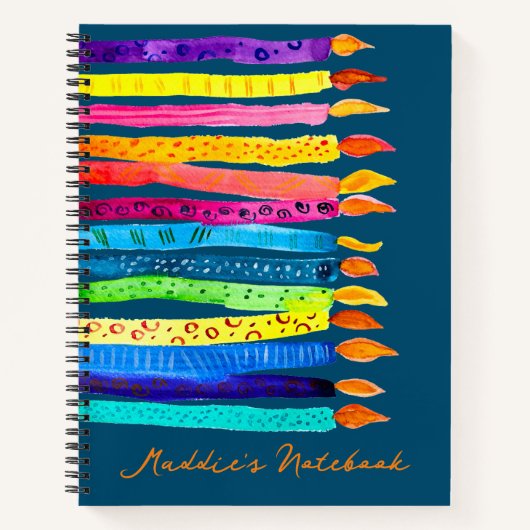 水彩誕生日キャンドルカラフル ノートブック (正面)