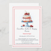 水彩誕生日ケーキ招待状 - スイート 招待状 (正面/裏面)