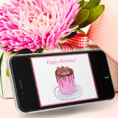 水彩誕生日チョコレートストロベリーケーキ カード