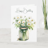水彩誕生日デイジーブーケインジャー カード (正面)