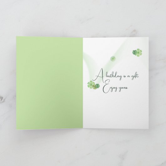 水彩誕生日デイジーブーケインジャー カード (内部)