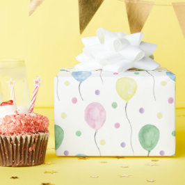 水彩誕生日バルーン&紙吹雪 ラッピングペーパー