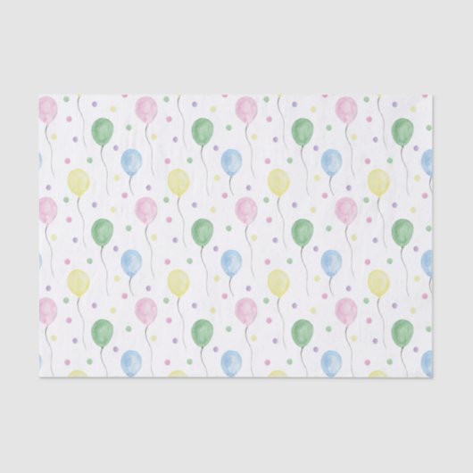 水彩誕生日バルーン&紙吹雪 薄葉紙 (正面)