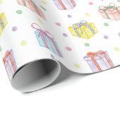 水彩誕生日プレゼントと紙吹雪 ラッピングペーパー (ロールコーナー)