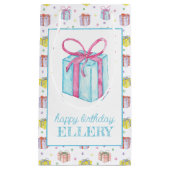 水彩誕生日プレゼントパーソナライズされた スモールペーパーバッグ (正面)