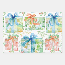 水彩誕生日プレゼント ラッピングペーパーシート