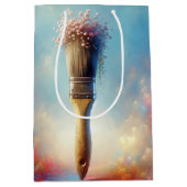 水彩誕生日ペイントブラシブーケ ミディアムペーパーバッグ (正面)