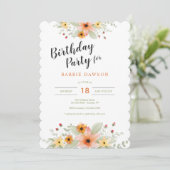 水彩誕生日会の花 招待状 (スタンド正面)