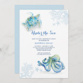 水彩誕生日招待状アンダーザシーズ 招待状 (正面/裏面)