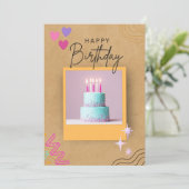 水彩誕生日招待状カード 招待状 (スタンド正面)