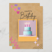 水彩誕生日招待状カード 招待状 (正面/裏面)