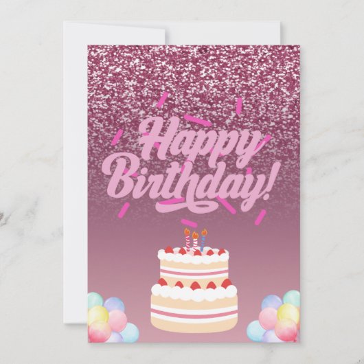 水彩誕生日招待状カード 招待状 (正面)