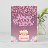 水彩誕生日招待状カード 招待状 (スタンド正面)