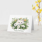 水彩誕生日猫インデイジー カード (黄色い花)