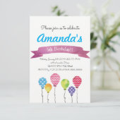 水彩誕生日風船の招待状 招待状 (スタンド正面)