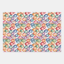 水彩誕生日風船 ラッピングペーパーシート