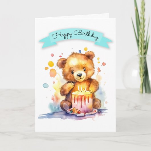 水彩誕生日 カード (正面)