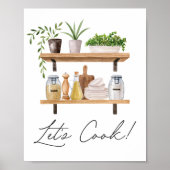 水彩調理器具と観葉植物引用文 ポスター (正面)