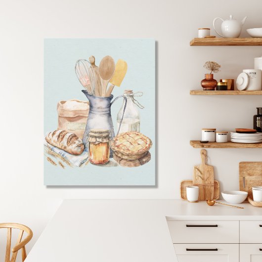 水彩調理器具ベーキング供給パン キャンバスプリント