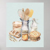 水彩調理器具ベーキング供給パン ポスター (正面)