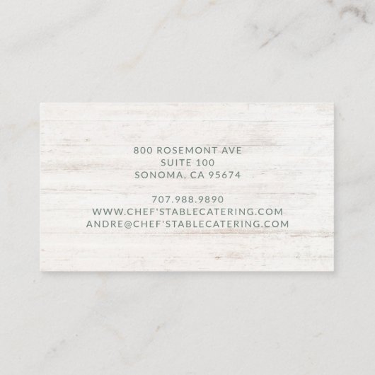 水彩調理師図解入りの、写真付きののテーブルシェフカテラー 名刺 (裏面)