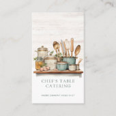 水彩調理師図解入りの、写真付きののテーブルシェフカテラー 名刺 (正面)