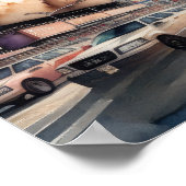 水彩豊絵画かな街 ポスター (角)